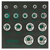 Набор торцевых головок TORX Plus EPR 1/4",3/8",1/2" 5-ти лучевые, 6EPR-32EPR, 16 пр. на ложементе TOPTUL GABF1601